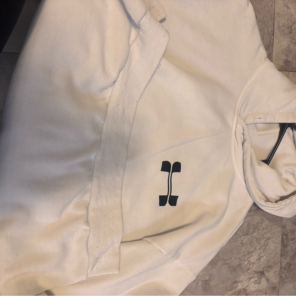 Cream Hoodie with Black Logo